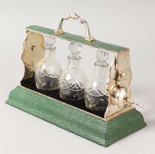 Shagreen Silver Plate Tantalus C.1920