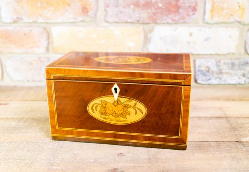 fig 1. Mahogany Triple lid Tea Caddy c.1790