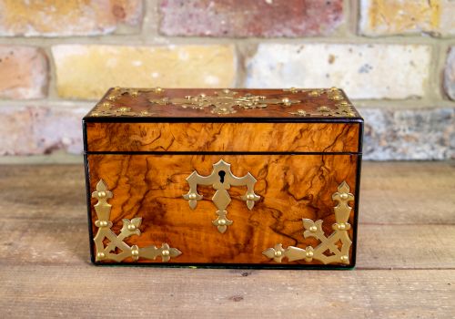 Burr Walnut Tea Caddy 1860