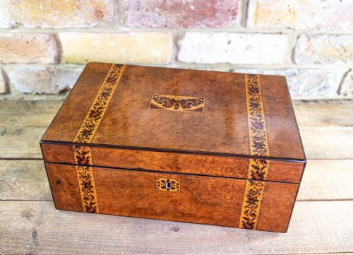 Butterfly Inlaid Tunbridge Ware Writing Slope 1890