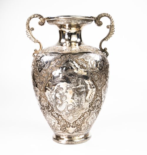 Persian Silver Vase Signed Isfahan 1910 766 Gms