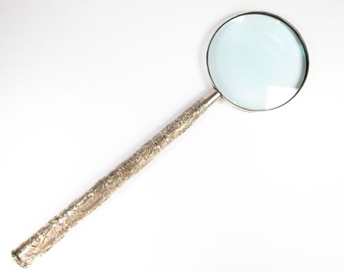 Rare Monumental Antique Indian Silver Magnifying Glass Madras 1890 Huge