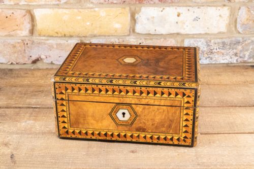 Burr Walnut Tunbridge Ware Box 1870