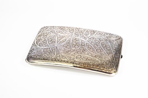 Antique Anglo Indian Silver Gilt Cigarette Case Kashmir 1910 185 Gms Excellent