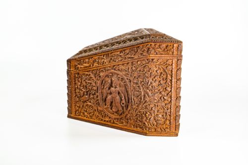 fig 2. Antique Anglo Indian Carved Sandalwood Stationery Box 1890 Fabulous Carving