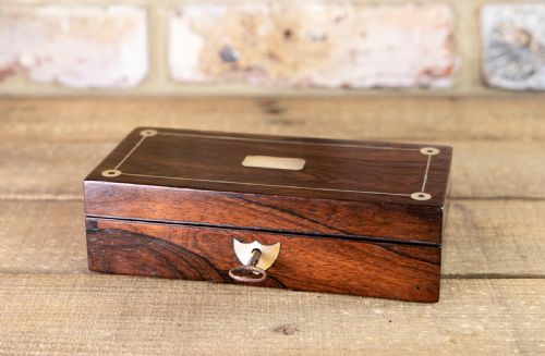 Rosewood & Mother of Pearl Desk Box 1830