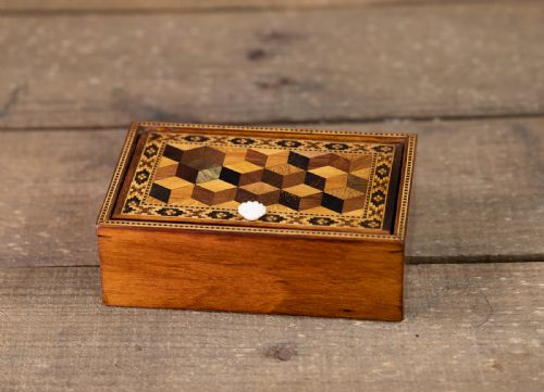 Tunbridge Ware Perspective Cube Box C.1880