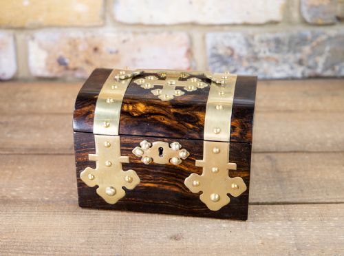 Single Brass & Coromandel Tea Caddy 1870