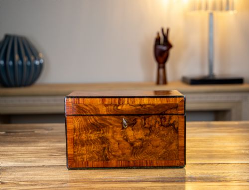 Twin Burr Walnut Tea Caddy 1870