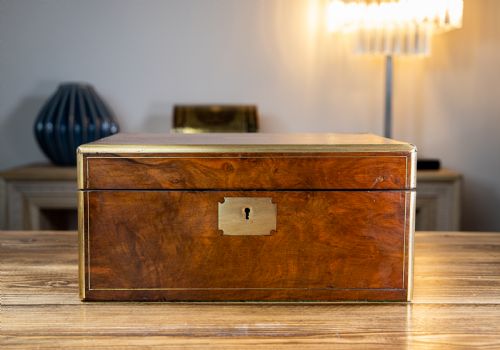 Figured Walnut Brass Writing Slope 1880