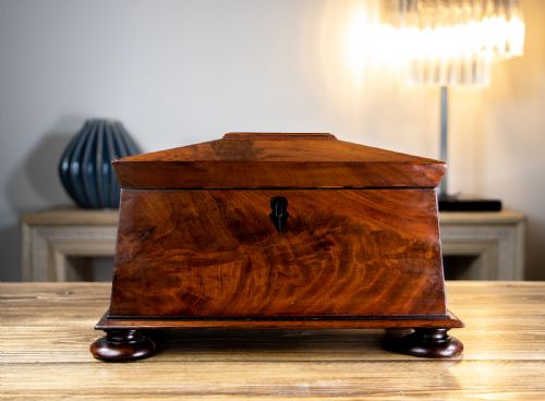 Large Flamed Mahogany Georgian Tea Caddy 1820