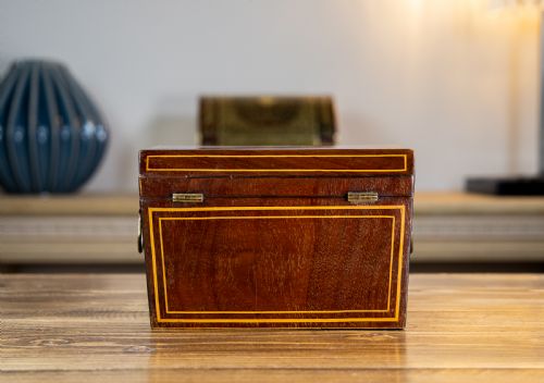 TWIN MAHOGANY GEORGIAN TEA CADDY - ADDITIONAL PHOTO 3