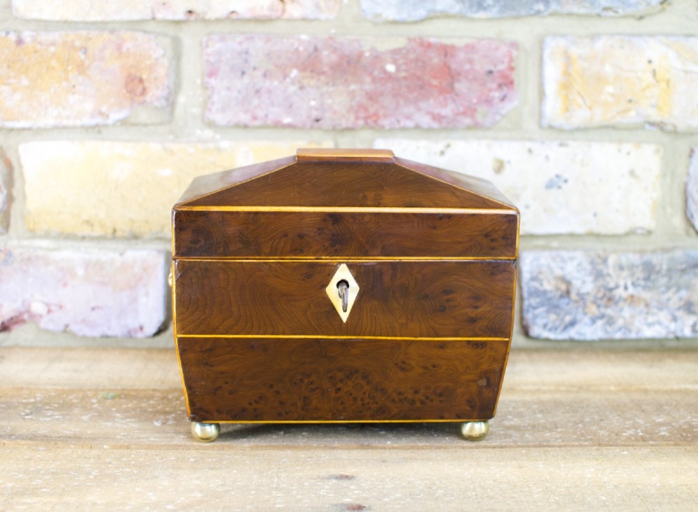 Burr Yew Georgian Tea Caddy c.1790