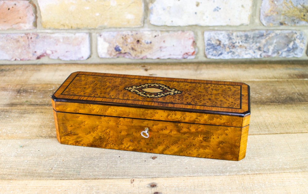 Amboyna French Victorian Glove box c.1880