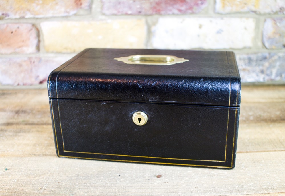 Black Leather Jewellery Box c.1900