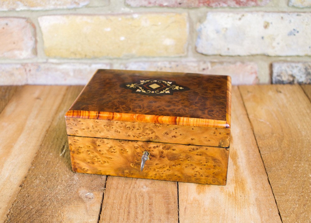 Amboyna Jewellery Box c.1880