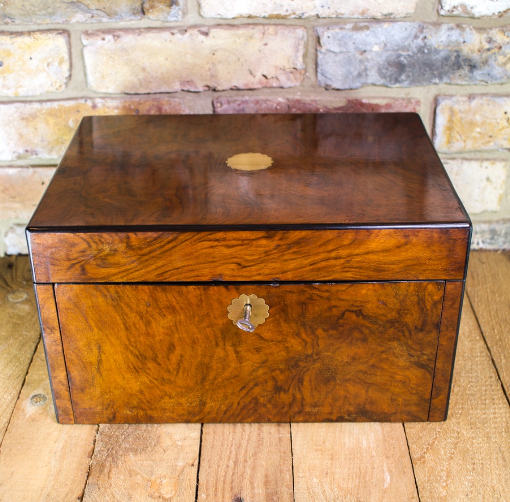 Large Burr Walnut Work Box c.1870