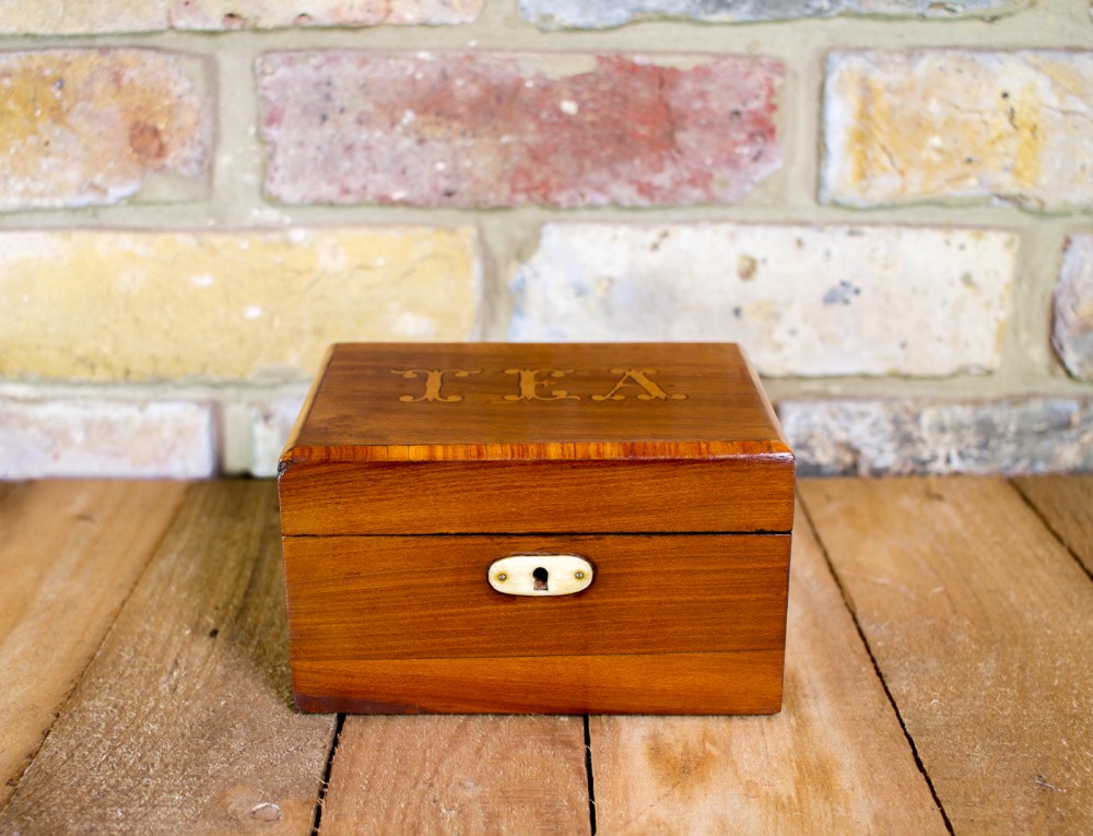 Inlaid Tea Figured Walnut Tea Caddy c.1920