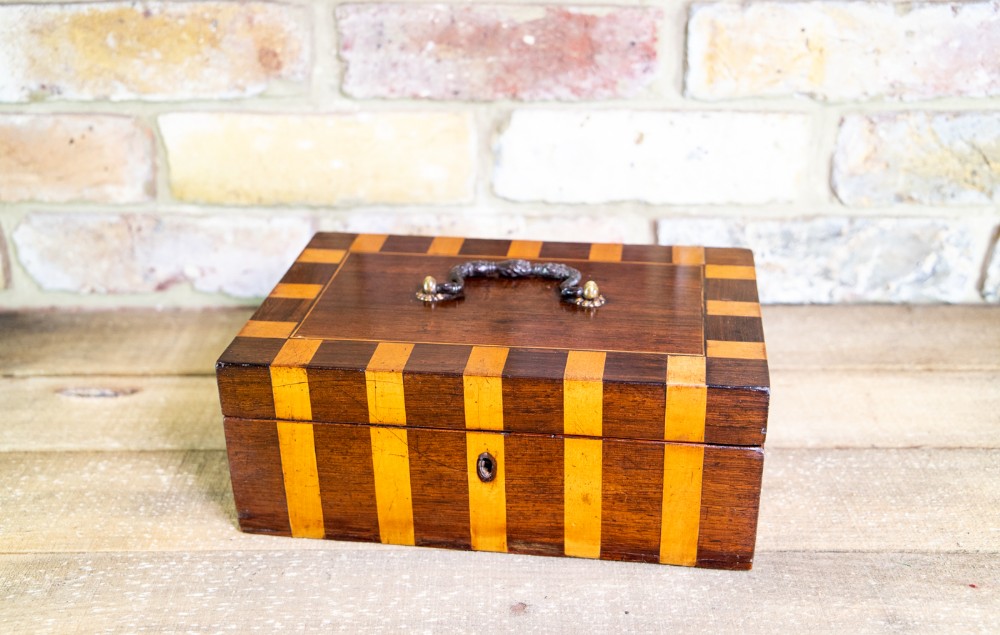 Rosewood & Satinwood Striped Box c.1890