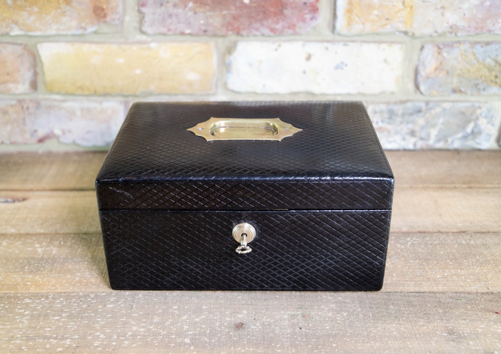 Black Leather Jewellery Box c.1920