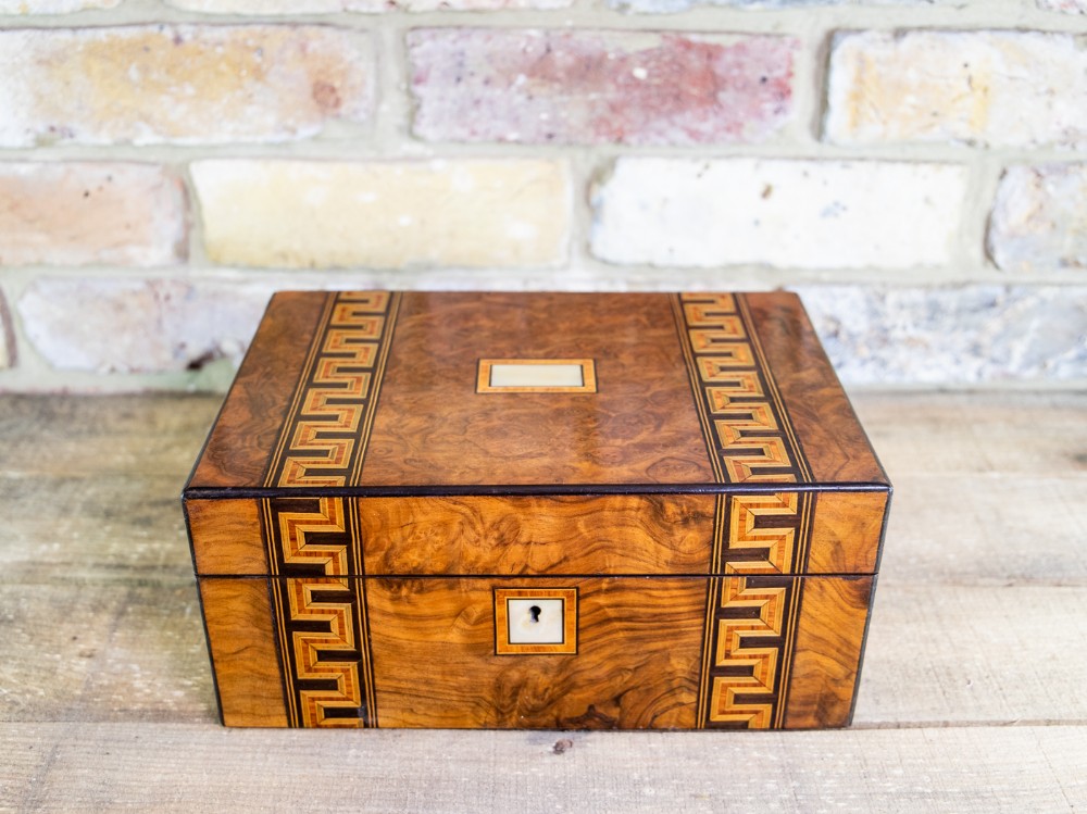Burr Walnut Sewing Box c.1880