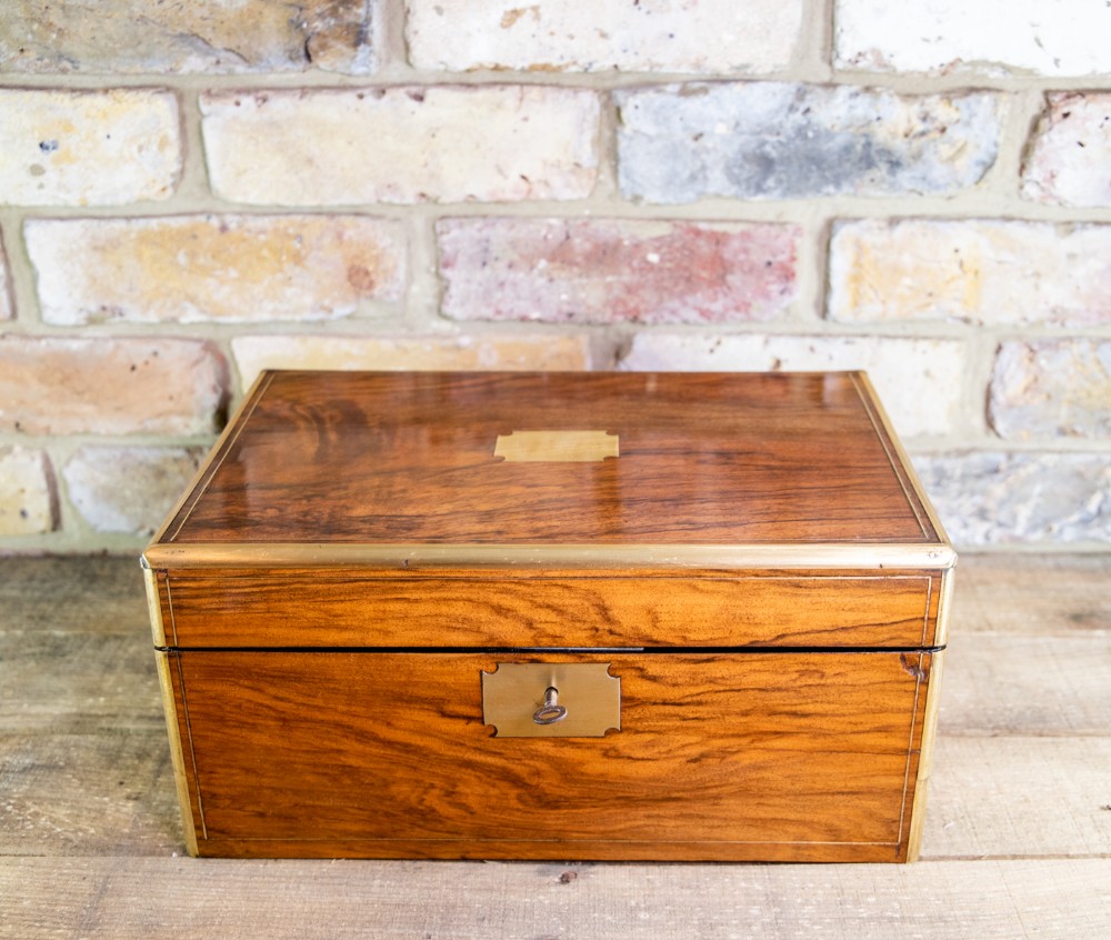 Figured Walnut Brass Bound Writing Slope c.1890