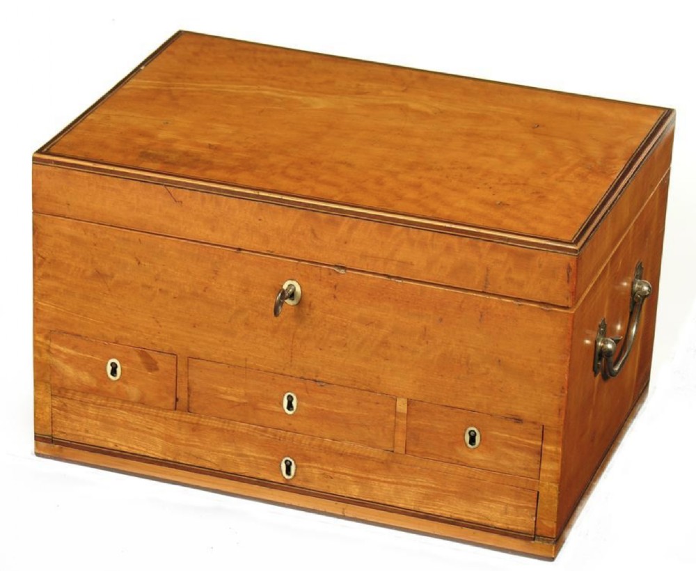 An Exceptional late George III satinwood toilet box by Bayley & Blew