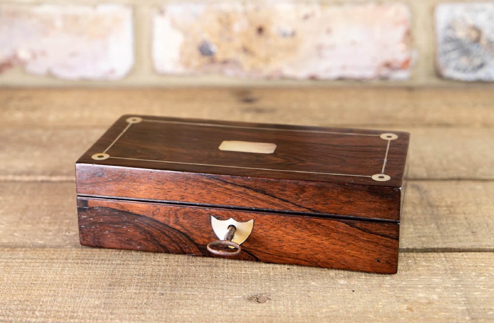 Rosewood & Mother of Pearl Desk Box 1830