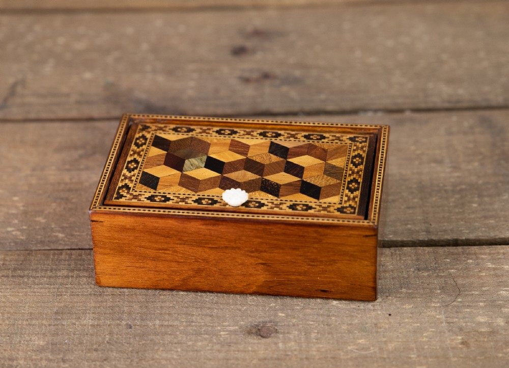 Tunbridge Ware Perspective Cube Box c.1880