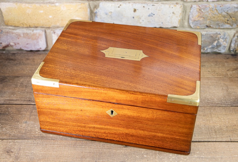 Solid Mahogany Campaign Jewellery Box 1840
