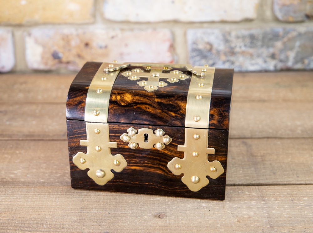 Single Brass & Coromandel Tea Caddy 1870