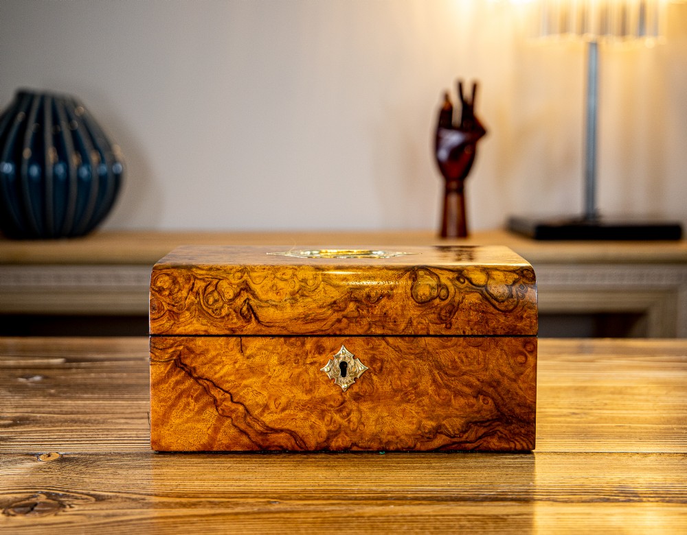 Burr Walnut Domed Top Jewellery Box 1890