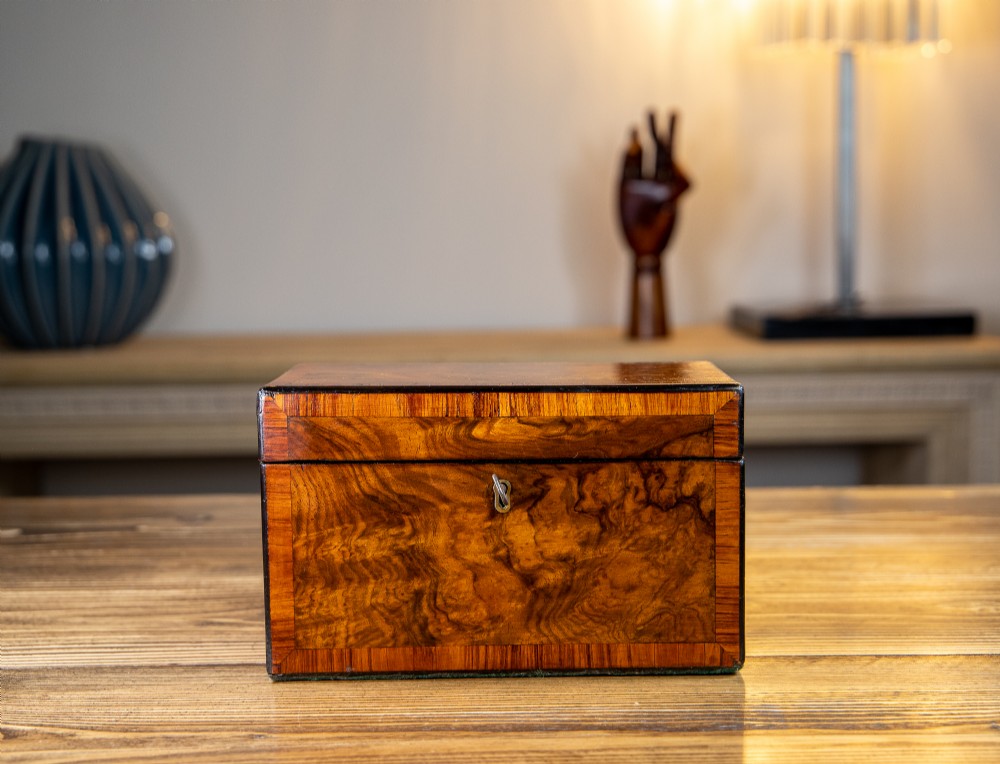 Twin Burr Walnut Tea Caddy 1870