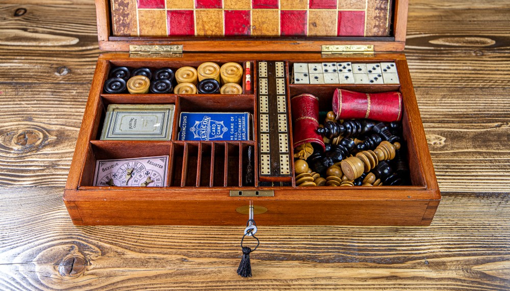 Solid Mahogany Games Box 1850