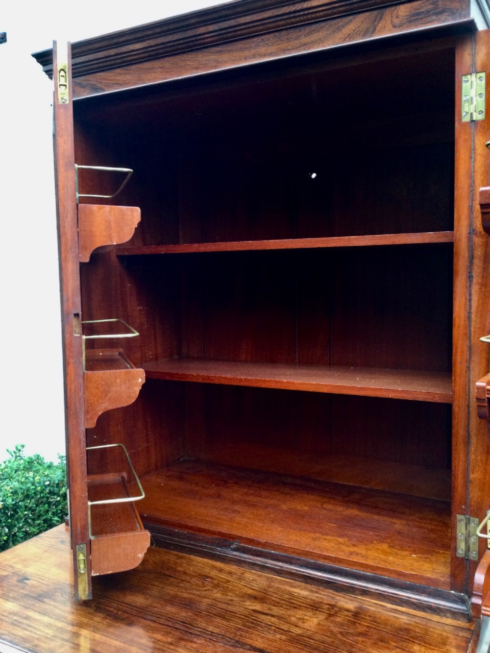 A tall two-tier dark rosewood cabinet with fielded panel doors, a moulded top cornice, and visible wood graining. View VIII