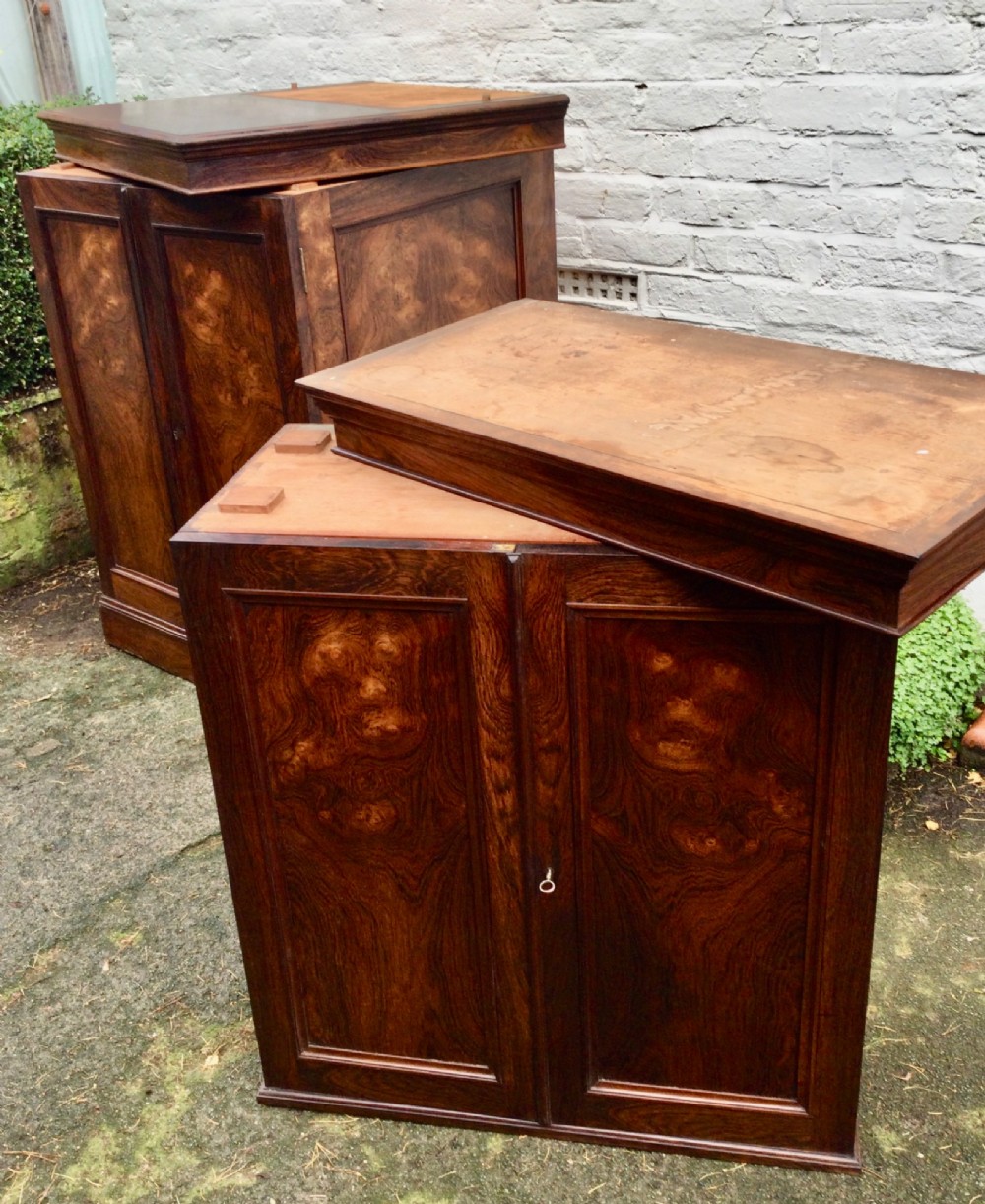 A tall two-tier dark rosewood cabinet with fielded panel doors, a moulded top cornice, and visible wood graining. View XIII