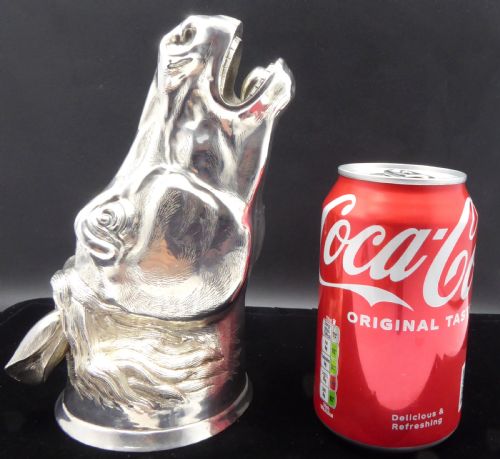 STUNNING SOLID CAST SILVER HORSE HEAD STIRRUP CUP - ADDITIONAL PHOTO 1