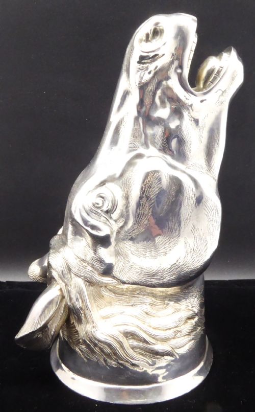 STUNNING SOLID CAST SILVER HORSE HEAD STIRRUP CUP - ADDITIONAL PHOTO 2