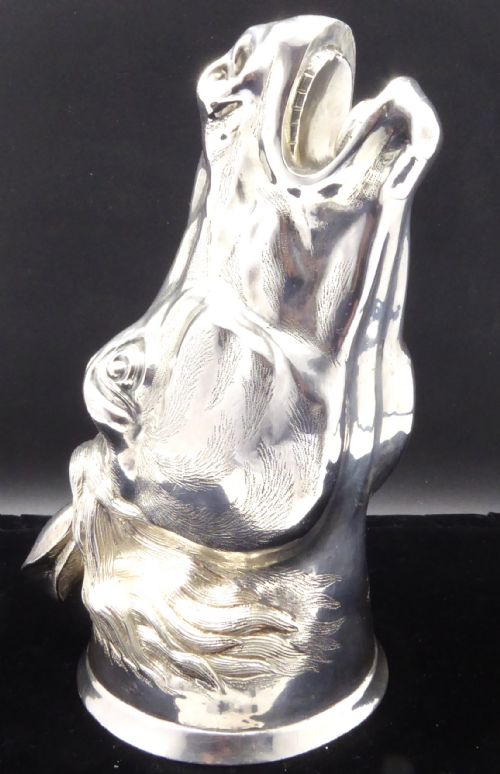 STUNNING SOLID CAST SILVER HORSE HEAD STIRRUP CUP - ADDITIONAL PHOTO 4