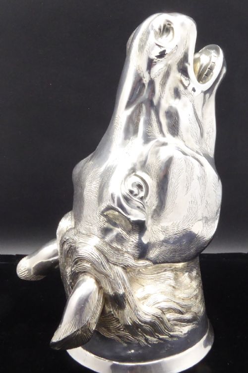 STUNNING SOLID CAST SILVER HORSE HEAD STIRRUP CUP - ADDITIONAL PHOTO 6