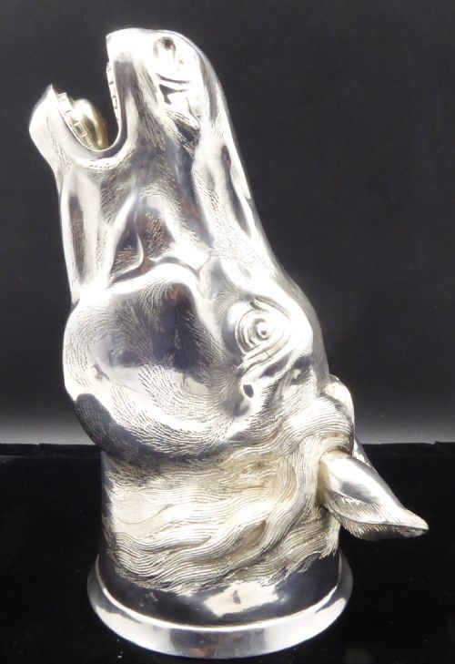 STUNNING SOLID CAST SILVER HORSE HEAD STIRRUP CUP - ADDITIONAL PHOTO 7