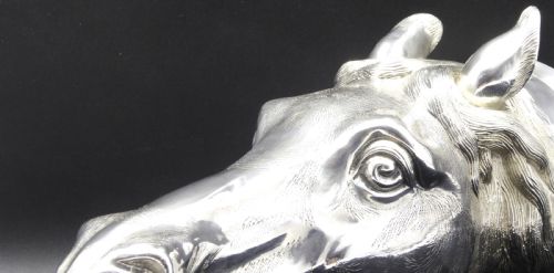 STUNNING SOLID CAST SILVER HORSE HEAD STIRRUP CUP - ADDITIONAL PHOTO 10