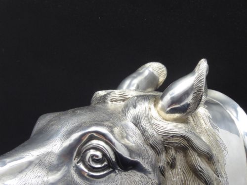 STUNNING SOLID CAST SILVER HORSE HEAD STIRRUP CUP - ADDITIONAL PHOTO 11