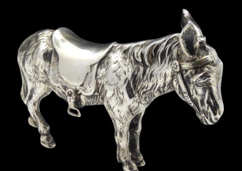 RARE SILVER GERMAN DONKEY FIGURE 1908