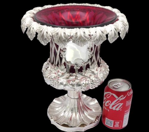 SOLID SILVER VICTORIAN WINE COOLER 1839 - ADDITIONAL PHOTO 1