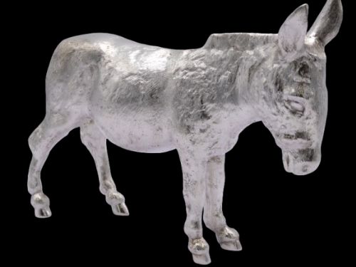 RARE SOLID CAST SILVER UNIQUE DONKEY