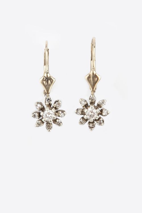 diamond dormeuse earrings circa 1940 - CATEGORY: ANTIQUE JEWELLERY - DATED 1940