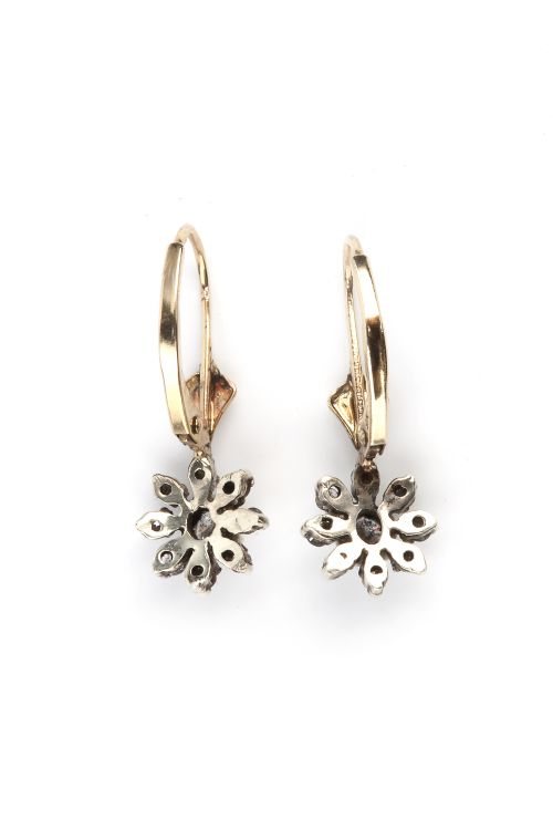 DIAMOND DORMEUSE EARRINGS CIRCA 1940 - ADDITIONAL PHOTO 1