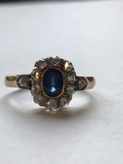 A VICTORIAN ROSE CUT DIAMOND AND SAPPHIRE - ADDITIONAL PHOTO 2