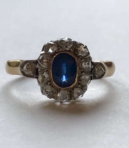 A VICTORIAN ROSE CUT DIAMOND AND SAPPHIRE - ADDITIONAL PHOTO 3